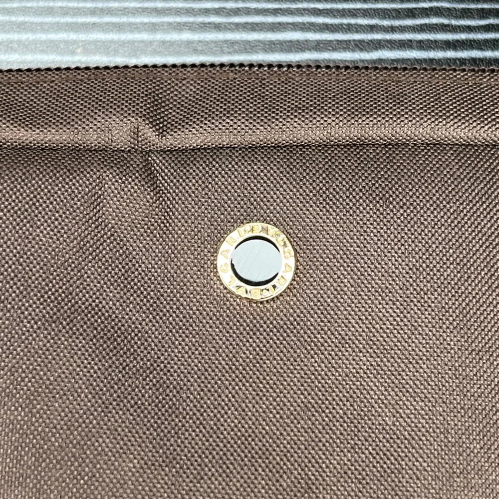 Bvlgari Toiletry Bag Emirates Pouch Brown Canvas Travel Case Gold Logo Organizer